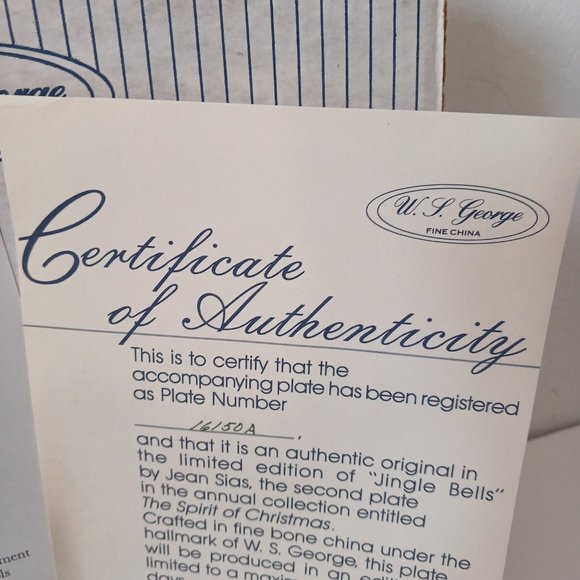 Vintage W.S. George Collector Plate 1991 Jingle Bells The Spirit of Christmas - Picture 5 of 13